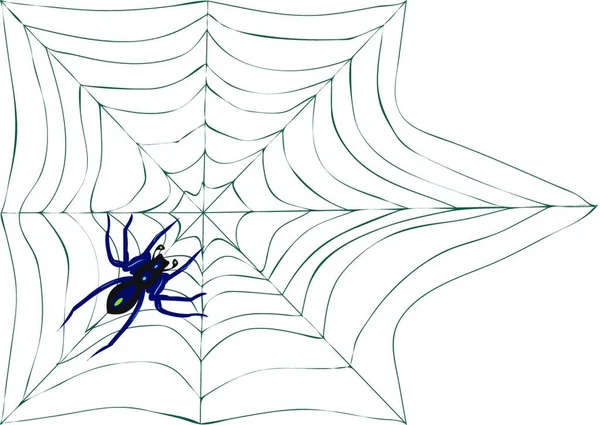 Toile Araignée Avec Araignée Isolée Sur Fond Blanc — Image vectorielle