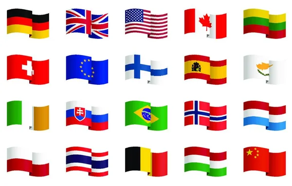 Μικρή Συλλογή Των Διάσημων Σημαιών Χωρών Διανυσματικό Αρχείο — Διανυσματικό Αρχείο