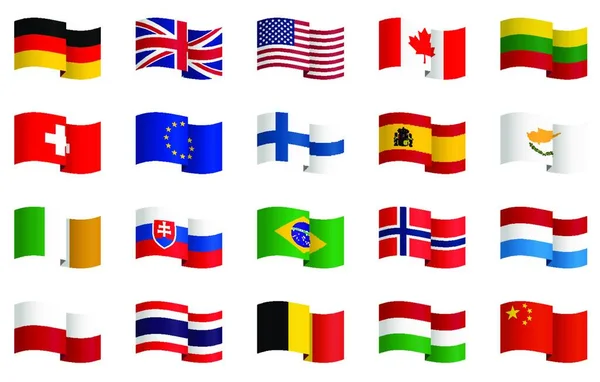 Pequeña Colección Banderas Países Famosos Archivo Vectorial — Vector de stock