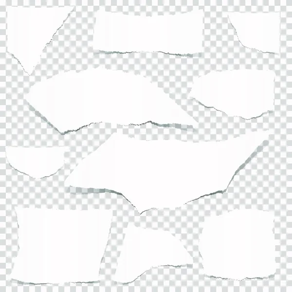 Sammlung Weiß Gefärbter Papierschnipsel Mit Transparenz Vektordatei — Stockvektor