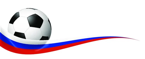 Ballon Football Derrière Bannière Avec Des Couleurs Nationales Russes — Image vectorielle