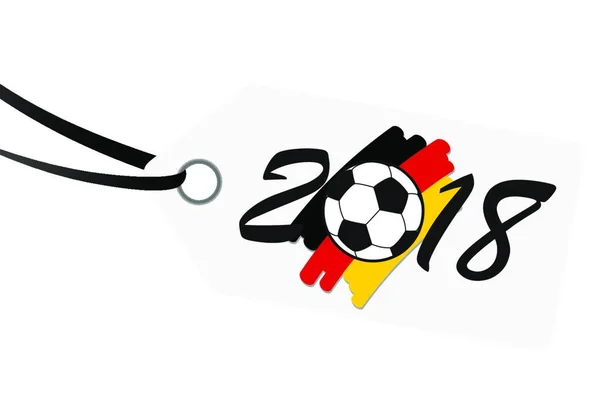 Colgar Etiqueta Con Letras 2018 Balón Fútbol Colores Nacionales Alemanes — Archivo Imágenes Vectoriales