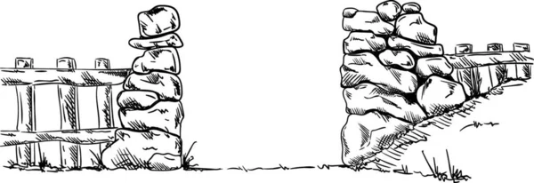 Vector Antiguo Muro Entrada Piedra Aislado Sobre Fondo — Vector de stock