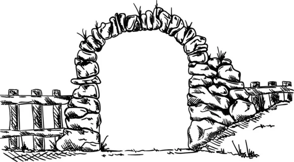 Vector Alte Steineingangsmauer Isoliert Hintergrund — Stockvektor