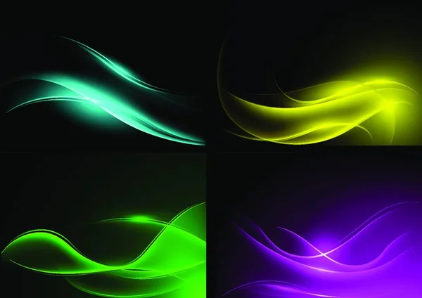 Light Wave Color Background Set Abstract Illustration Vector — Stock Vector