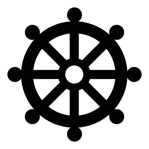 Símbolo Budismo Rueda Ley Signo Religioso Icono Negro Color Vector — Archivo Imágenes Vectoriales