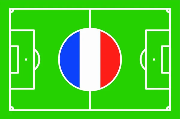 Campo Fútbol Verde Abstracto Con Marcas Blancas Colores Nacionales Francia — Vector de stock