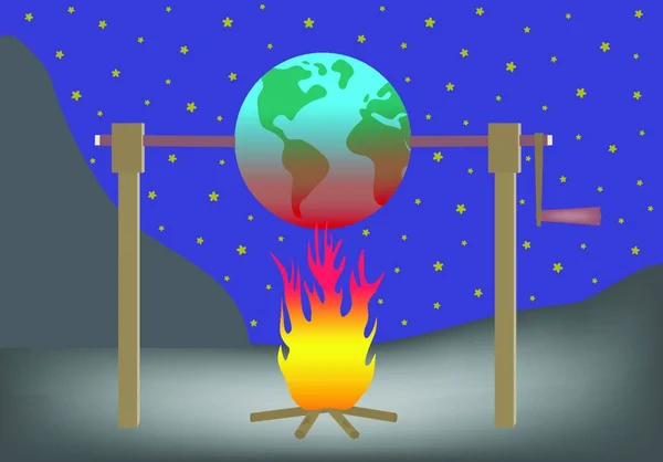 지구가 불위에서 모습을 온난화의 개념입니다 Eps — 스톡 벡터