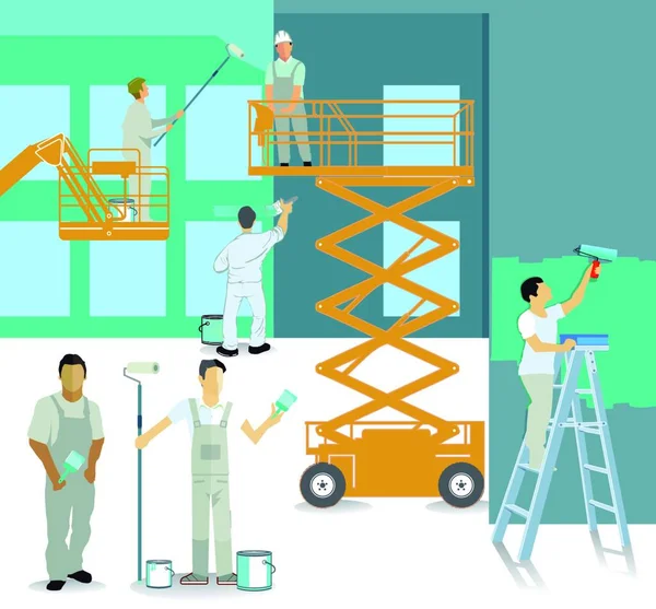 Maler Handwerker Auf Der Baustelle — Stockvektor