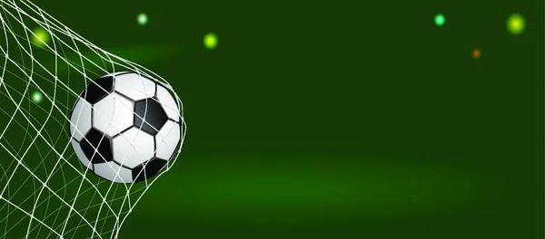 Futbol Topu Kale Ağındadır Yeşil Bir Arka Planda Bir Futbol — Stok Vektör