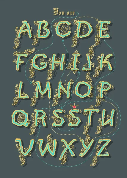 암호화 낭만적 메시지를 알파벳은 팀입니다 오렌지색 글자에 디오르가 있습니다 쳐다보는 — 스톡 벡터