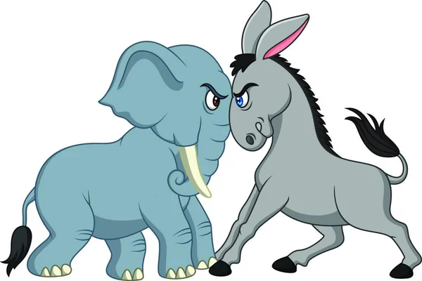 Politik Amerika Serikat Keledai Demokrat Melawan Gajah Republik - Stok Vektor