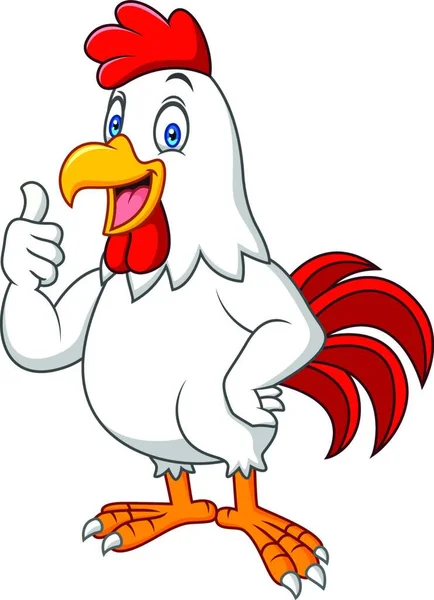 Cartoon Happy Rooster Giving Thumbs — Stock Vector
