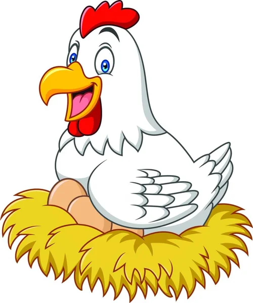 Κοτόπουλο Καρτούν Στη Φωλιά Αυγό — Διανυσματικό Αρχείο