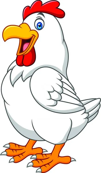 Cartoon Feliz Gallina Fondo Blanco — Vector de stock