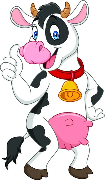 Cartoon Funny Cow Giving Thumbs — Stock Vector