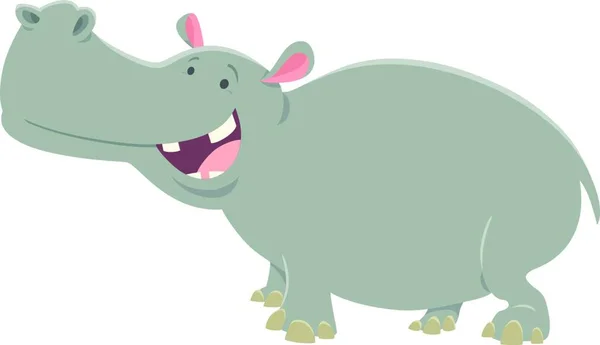 Cartoon Illustration Funny Hippo Hippopotamus Animal Character — Stock Vector