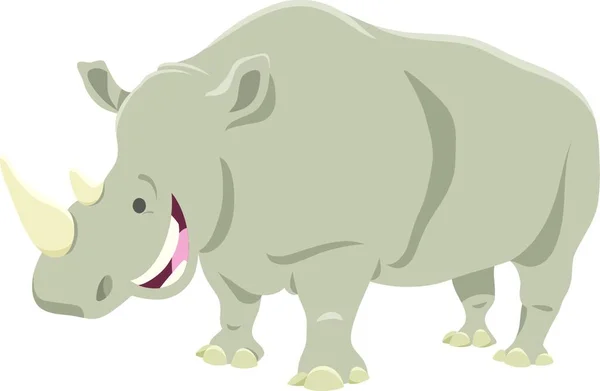滑稽犀牛或犀牛动物特征的卡通图解 — 图库矢量图片