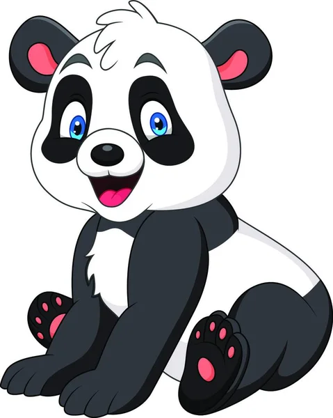 Cute Panda Kartun Pada Latar Belakang Putih - Stok Vektor