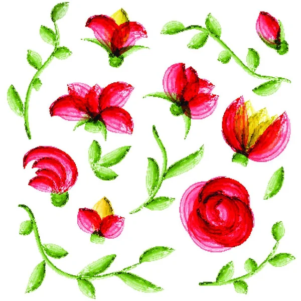 Watercolor Vector Floral Elements Suitable Wedding Invitation Greeting Card — Stock Vector