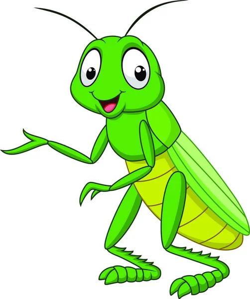 Cartoon Grasshopper Isolated White Background — Stock Vector