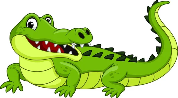 Cartoon Krokodil Geïsoleerd Witte Achtergrond — Stockvector