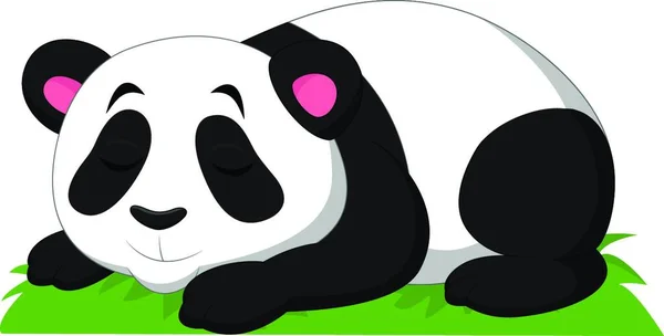 Panda Kartun Tidur Terisolasi Pada Latar Belakang Putih - Stok Vektor