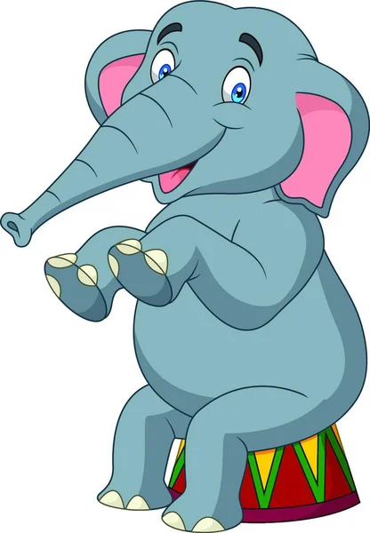 Cartone Animato Carino Elefante Seduta — Vettoriale Stock