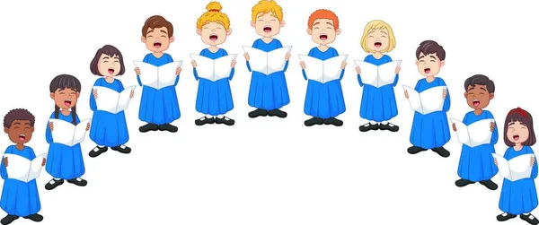 Choir Girls Boys Singing Song — Stock Vector