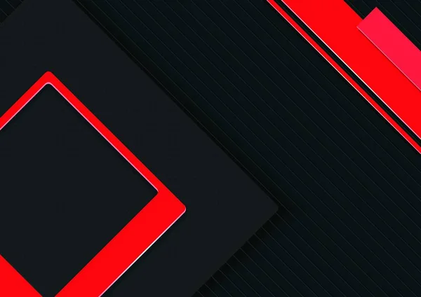 Elegante Abstrakte Schwarze Illustration Mit Roten Geometrischen Dekorationen Auf Gestreiftem — Stockvektor