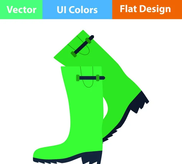 Flat Design Icon Hunter Rubber Boots Colors Vector Illustration — Stock Vector