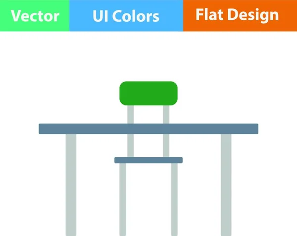 Flache Design Ikone Von Tisch Und Stuhl Farben Vektorillustration — Stockvektor