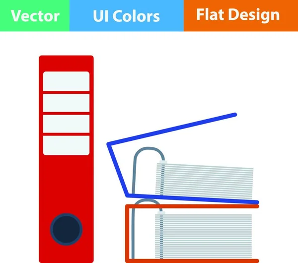 Flache Design Ikone Für Ordner Mit Clip Farben Vektorillustration — Stockvektor
