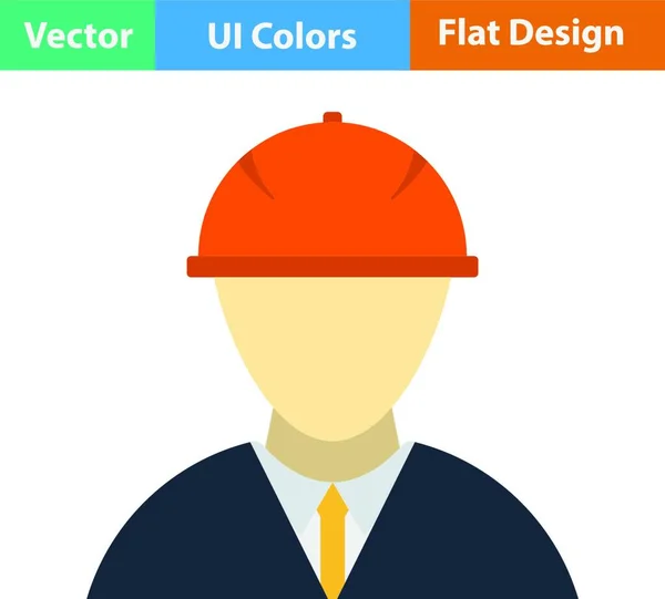 建筑工人头戴水彩头盔的平面设计图标 矢量说明 — 图库矢量图片