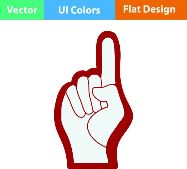 Χέρι Αφρού Ανεμιστήρα Νούμερο Ένα Εικονίδιο Χειρονομία Επίπεδη Σχεδίαση Χρώματα — Διανυσματικό Αρχείο