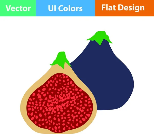 平面设计图标的菲格水果在伊的颜色 矢量说明 — 图库矢量图片