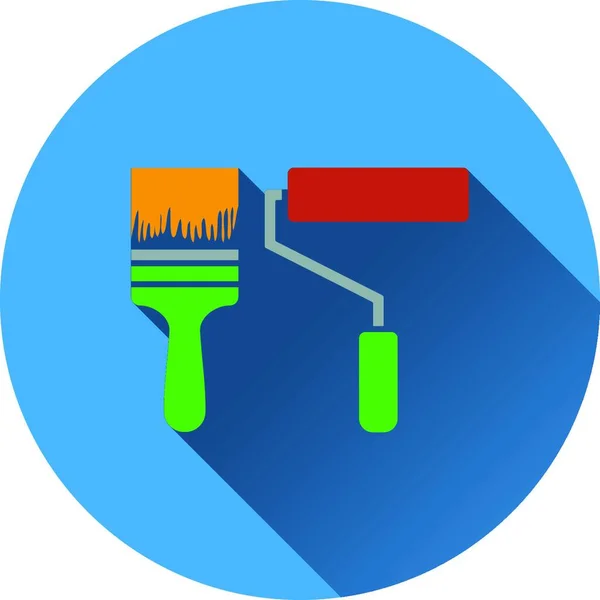 Ikoon Van Bouw Verf Borstels Vlak Ontwerp Vectorillustratie — Stockvector