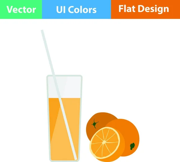 Иконка Плоского Дизайна Стакана Апельсинового Сока Цветах Векторная Иллюстрация — стоковый вектор
