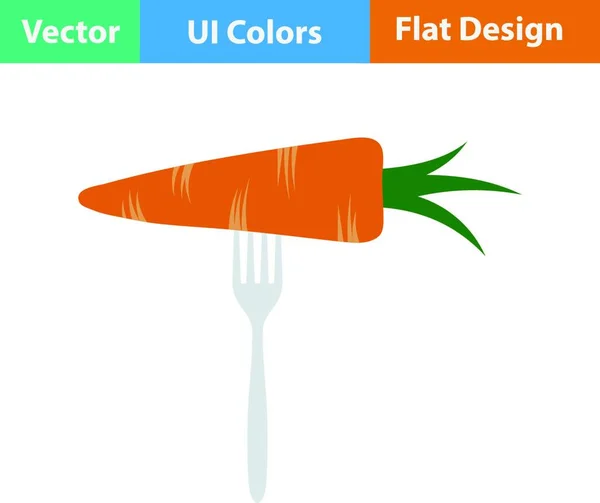 Плоский Дизайн Иконки Диетической Морковки Вилке Цветах Векторная Иллюстрация — стоковый вектор
