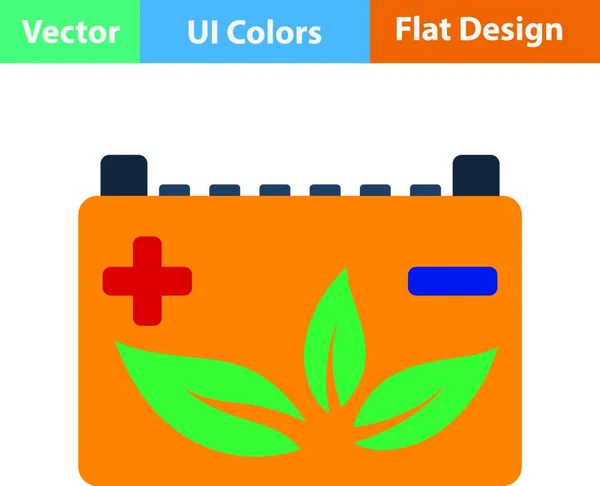 Bilbatteri Med Bladikon Platt Design Vektorillustration — Stock vektor