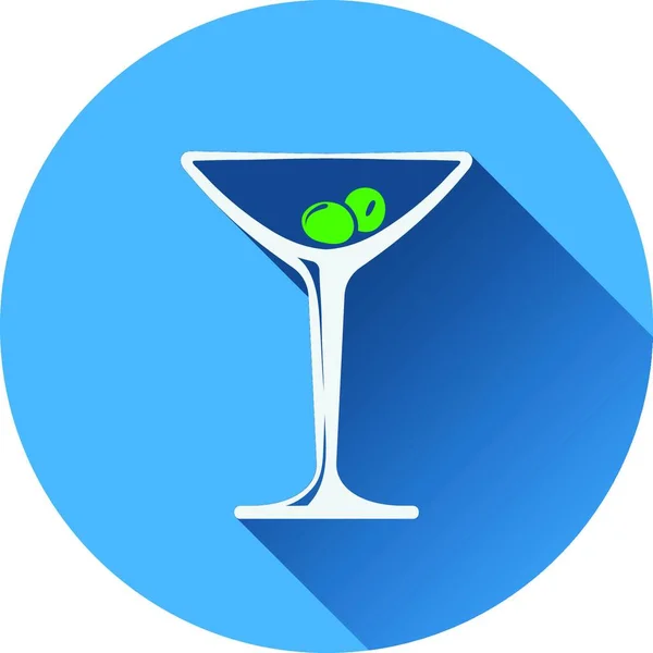 Cocktail Glass Icon Flat Design Vector Illustration — Stock Vector