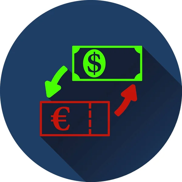 Currency Dollar Euro Exchange Icon Flat Design Vector Illustration — Stock Vector