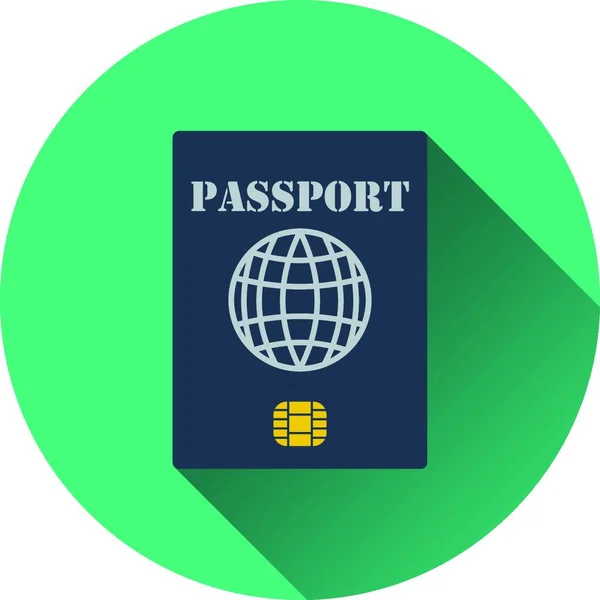 Pasaporte Con Icono Chip Diseño Plano Ilustración Vectorial — Archivo Imágenes Vectoriales
