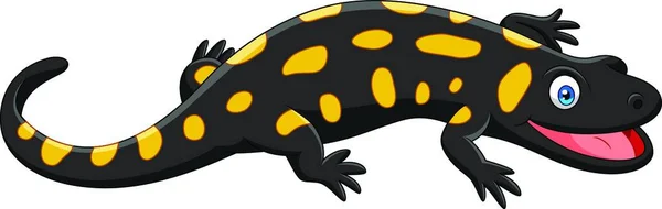 Dessin Animé Salamandre Heureuse Sur Fond Blanc — Image vectorielle