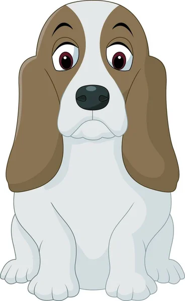 Cartoon Feliz Basset Cão Cão Cão Cão Cão Sentado —  Vetores de Stock