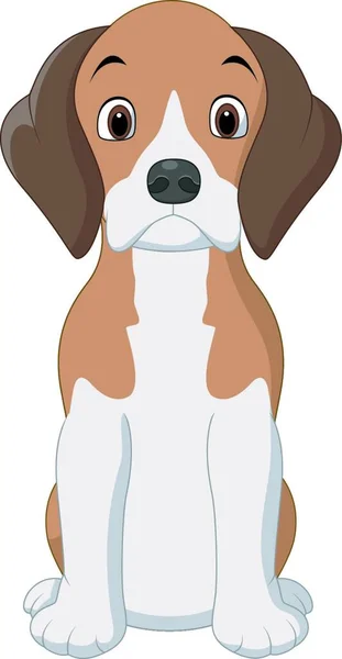 卡通片快乐的小猎犬狗坐着 — 图库矢量图片