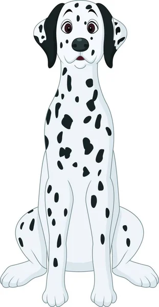 Γελοιογραφία Dalmatian Σκυλί Κάθεται — Διανυσματικό Αρχείο