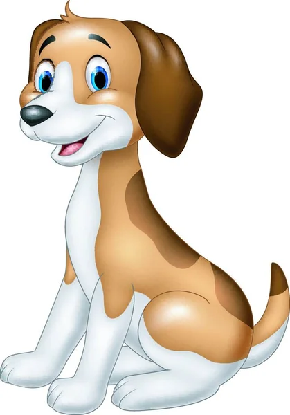 Cartoon Gelukkige Hond Zitten — Stockvector