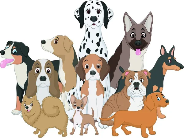 Ilustración Dibujos Animados Perros Divertidos — Vector de stock