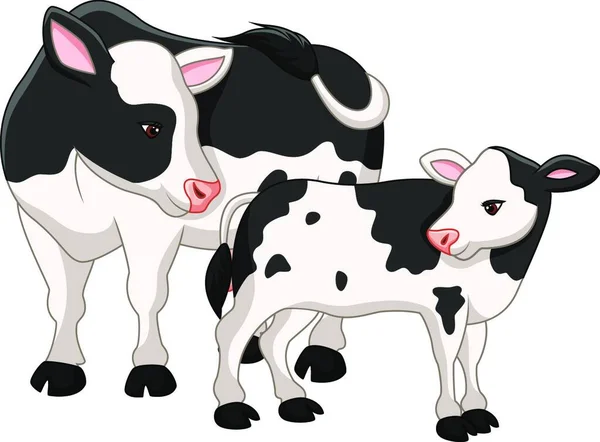 Roztomilá Kráva Matka Dítětem Tele — Stockový vektor